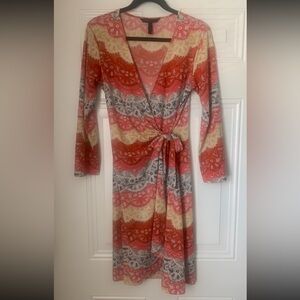 BCBGMaxAzria Colorful Wrap Dress Size L